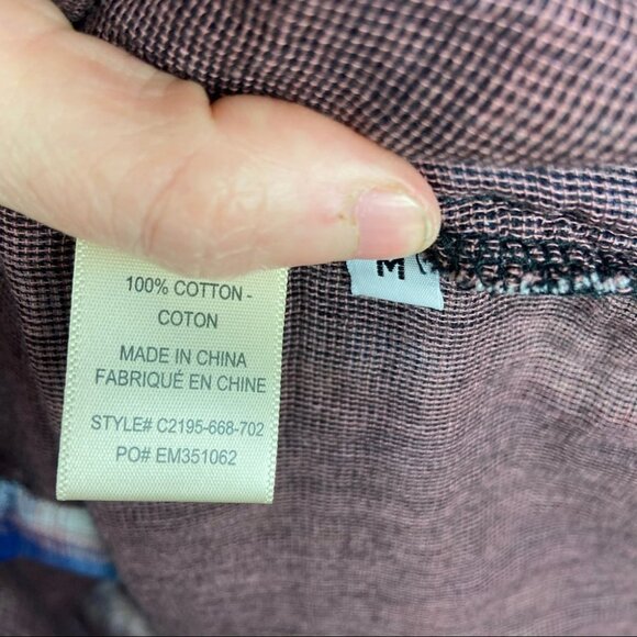 Anthropologie Cloth Stone Split Back Plaid Shirt Size Medium Flannel Bohemian M - Picture 7 of 13